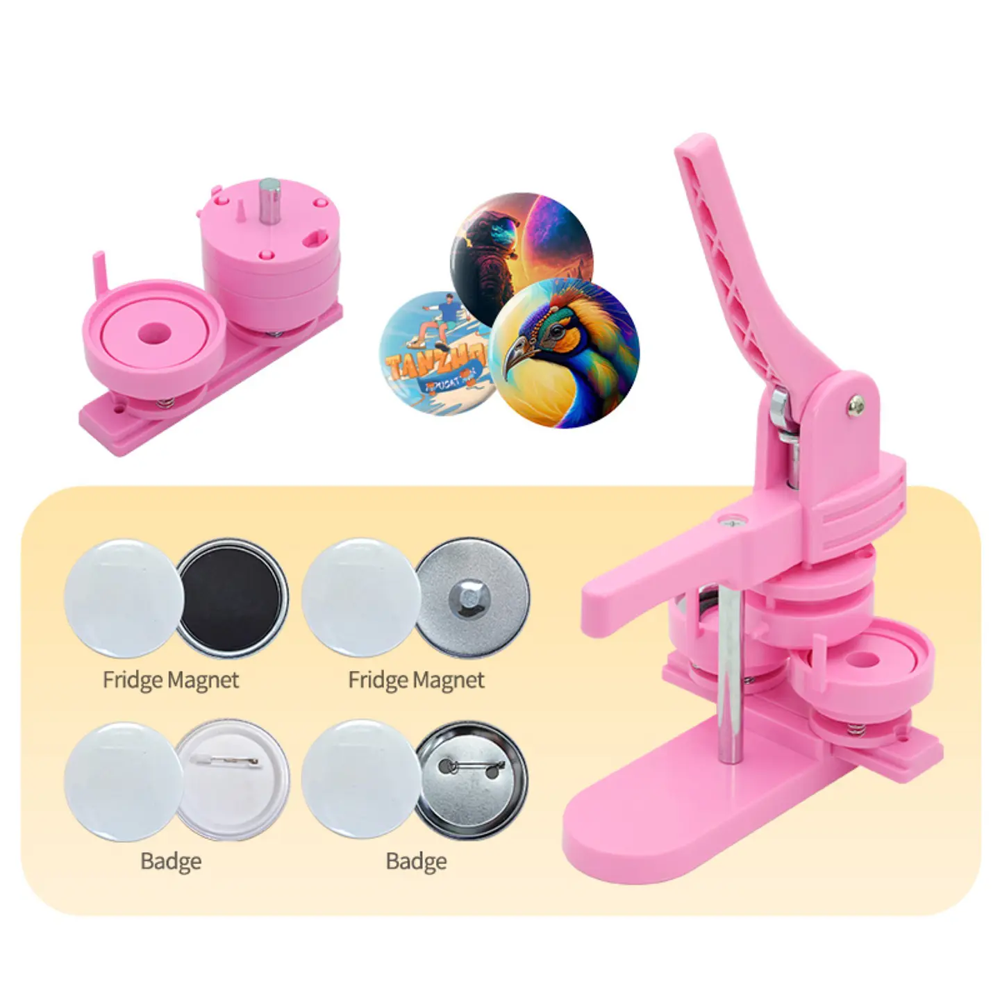 Maquina de Chapitas 37mm PVC Rosada 2