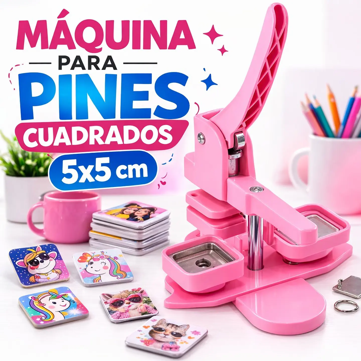 Maquina de Imanes PVC Rosada Matriz Cuadrada 5x5cm 4