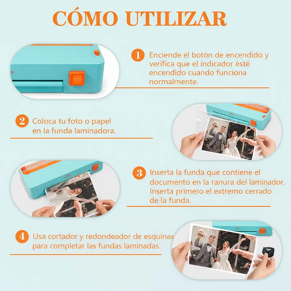 Laminadora Eléctrica Automática de Escritorio 7 en 1 Mecolour A3/A4/A5/A6 5