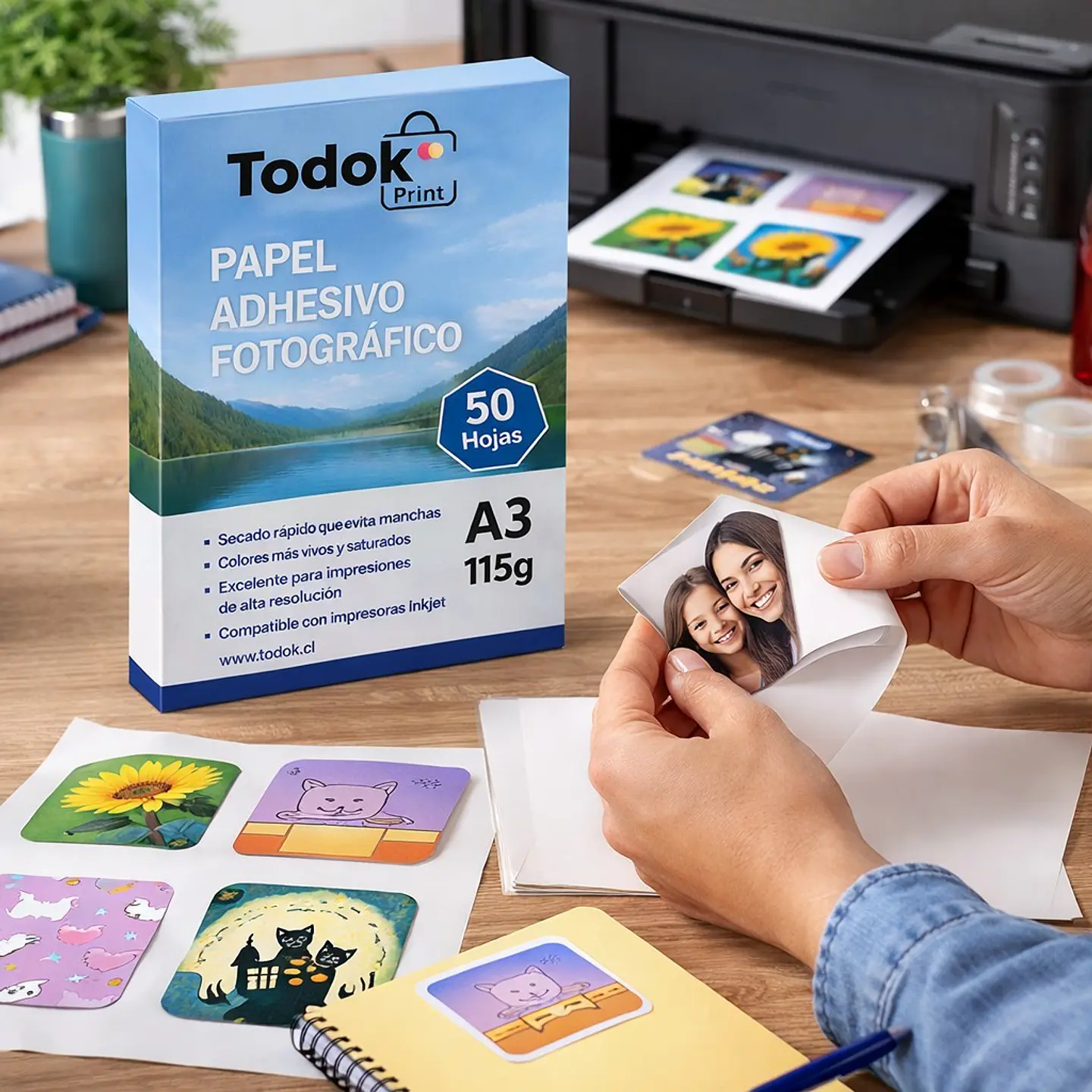 Papel Adhesivo Fotográfico A3 de 115g 50 Hojas 3