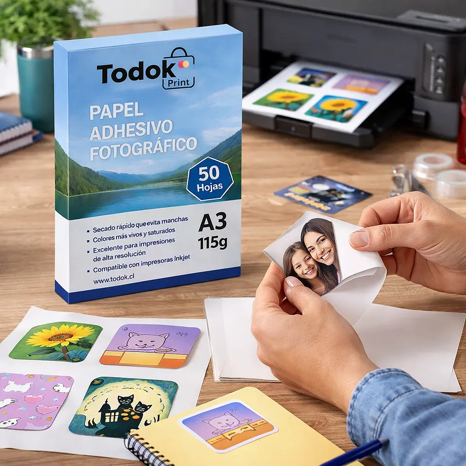 Papel Adhesivo Fotográfico A3 de 115g 50 Hojas 3
