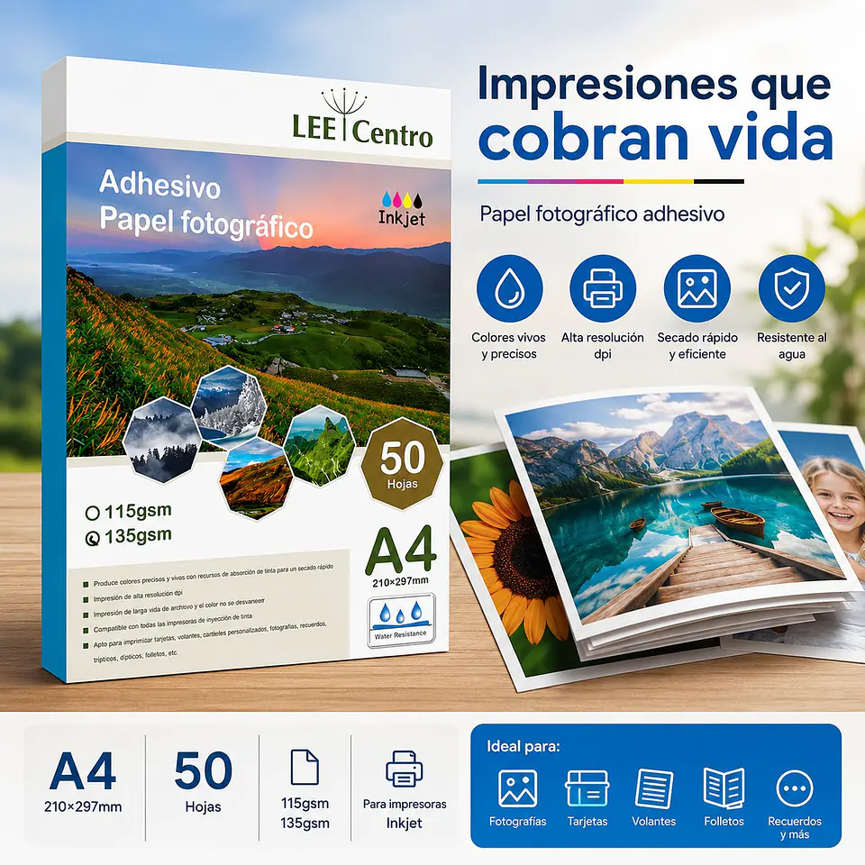 Papel Fotográfico Adhesivo A4 50H 135g 5