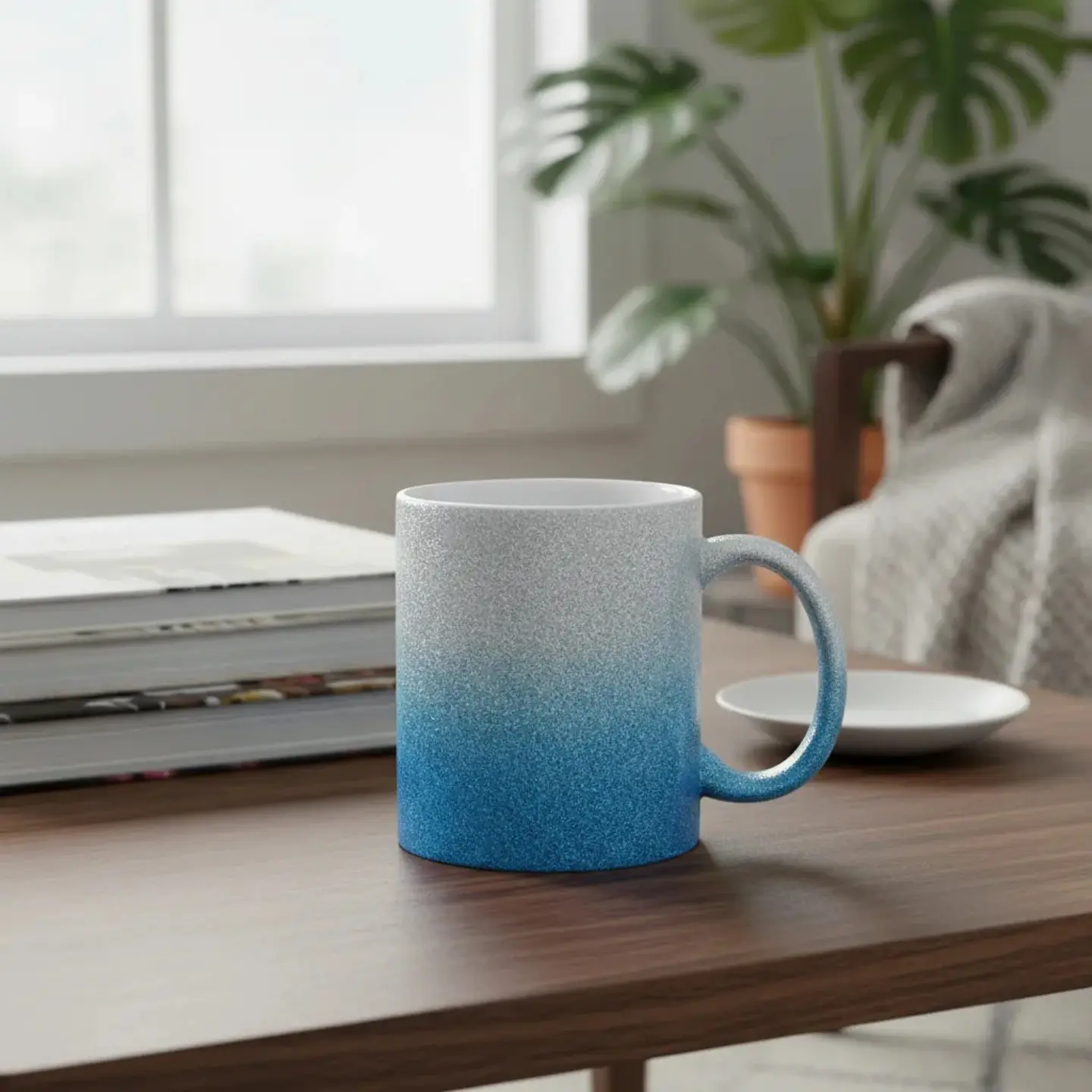 Taza Cerámica Glitter Azul para Sublimación 11oz Pack 36 Unidades 3
