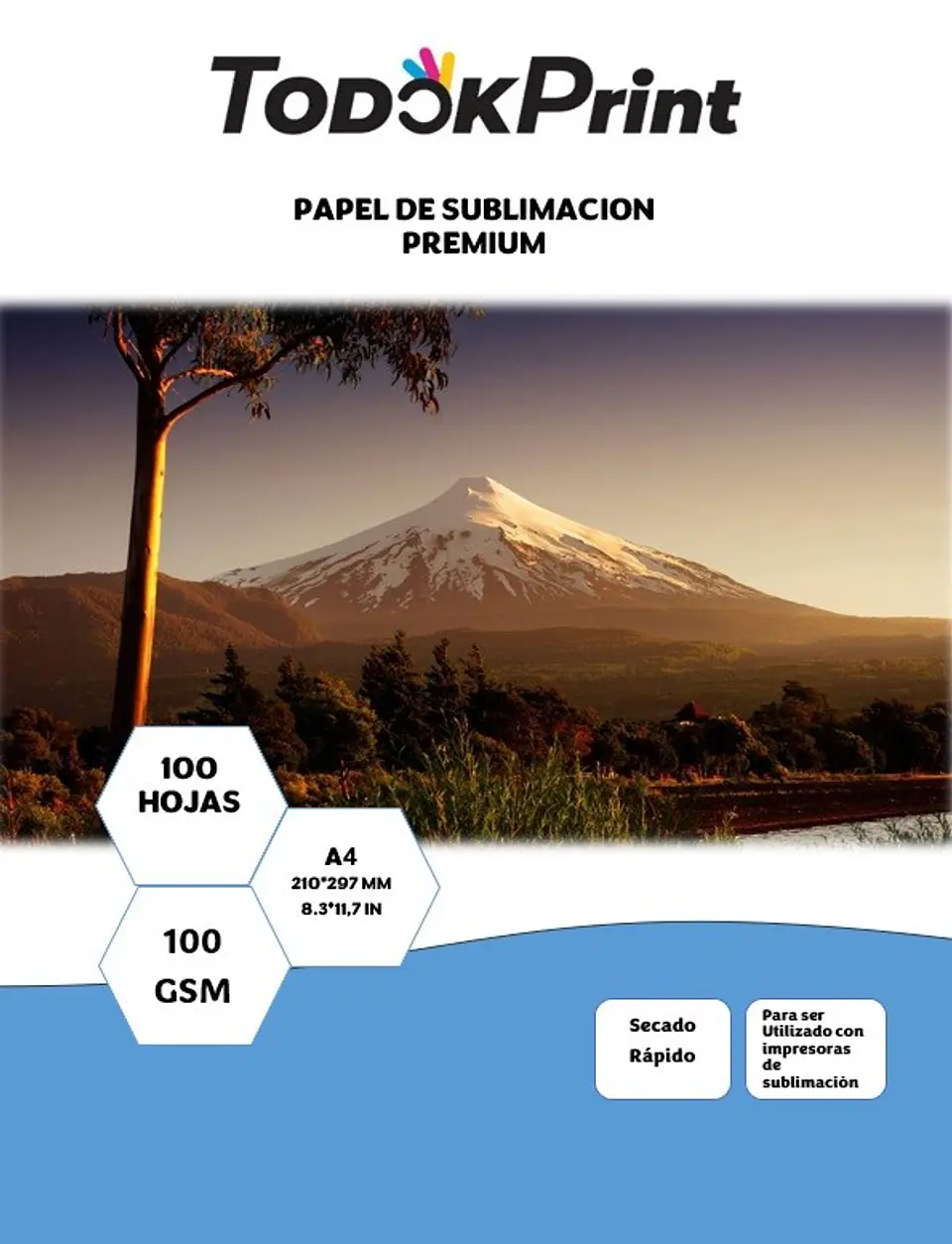 Papel de Sublimación Secado Rápido 100g A4 100U 2