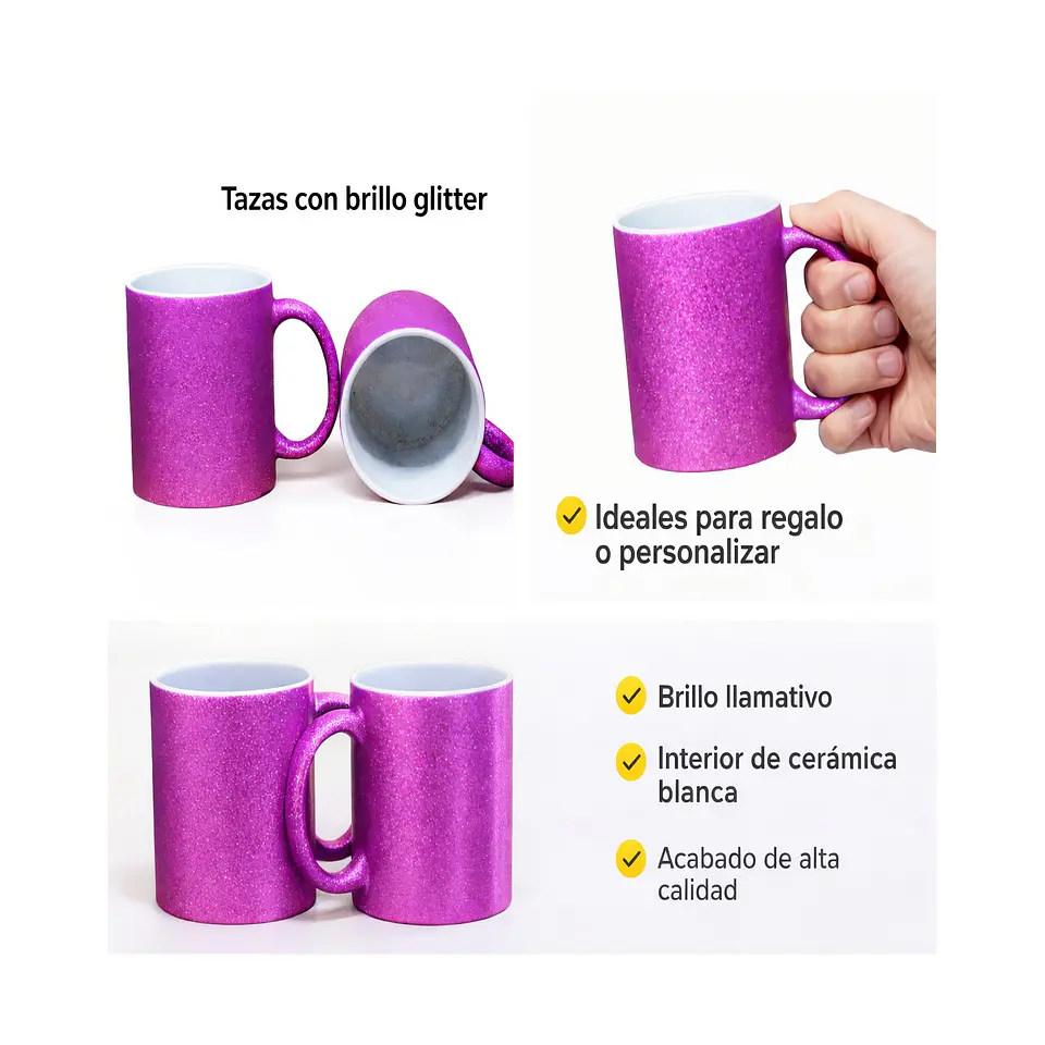 Taza de Cerámica Glitter Purpura Sgram 11oz 36 Unidades 3