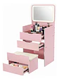 Tocador De Lujo Premiun Con Espejo Y Luz Incorporada Color Rosa - Miniatura 3