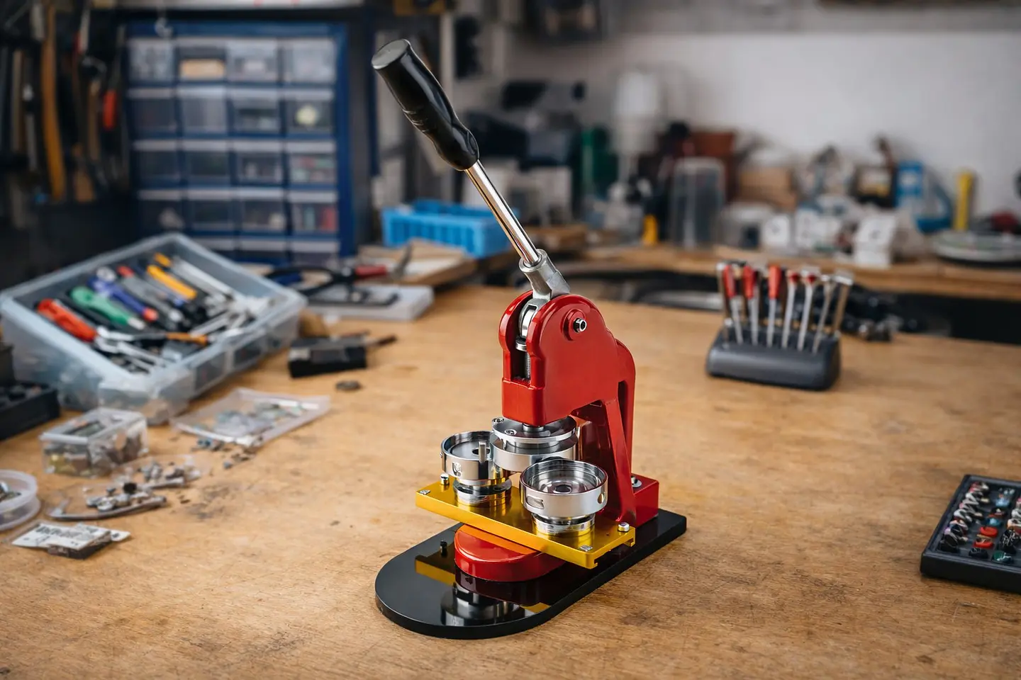 Maquina de Chapitas + Matriz de 58 mm Roja 3
