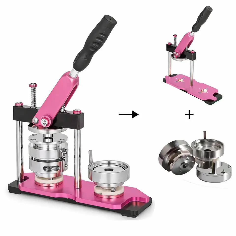 Maquina de Chapitas + 100 Chapitas + Matriz de 58 mm Rosada 2