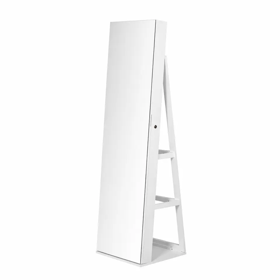 Joyero Con Espejo Organizador De Cosméticos Giratorio 360° Color Blanco 2