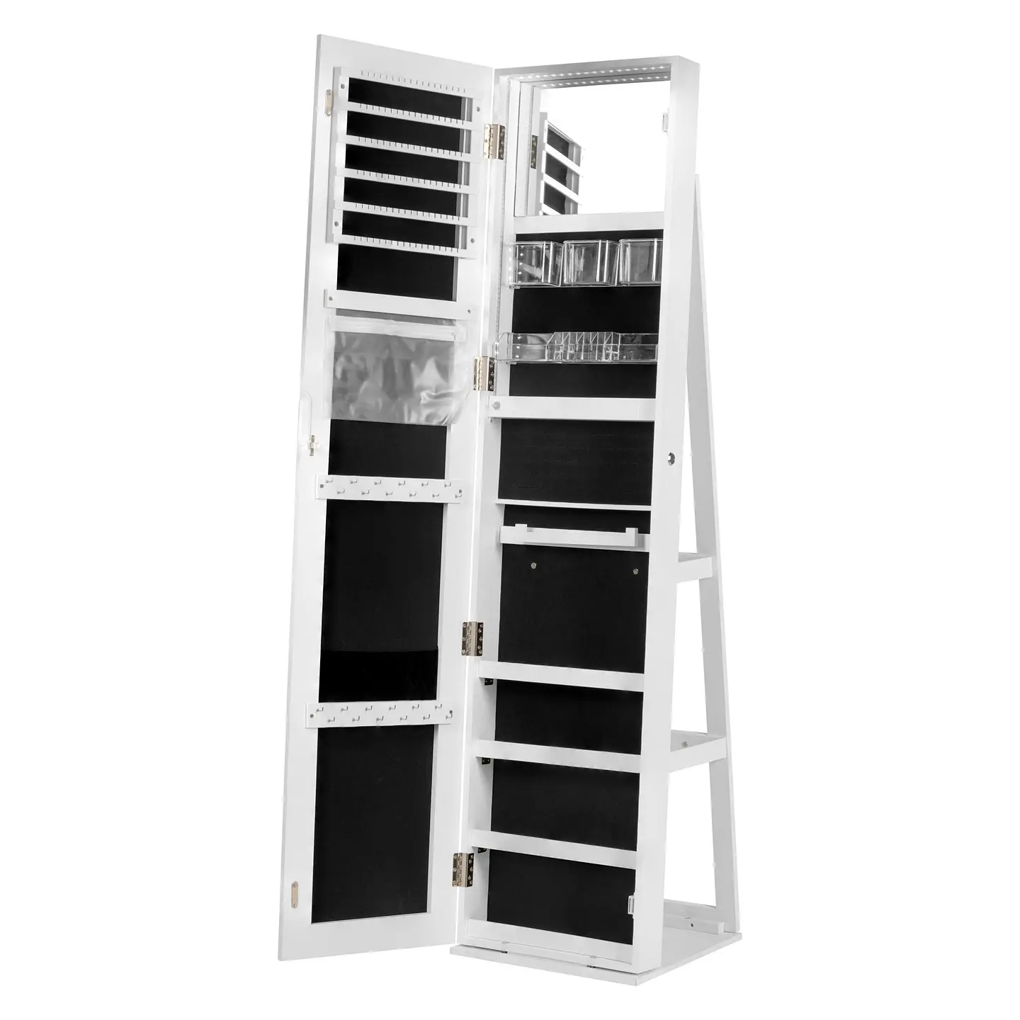 Joyero Con Espejo Organizador De Cosméticos Giratorio 360° Color Blanco 5