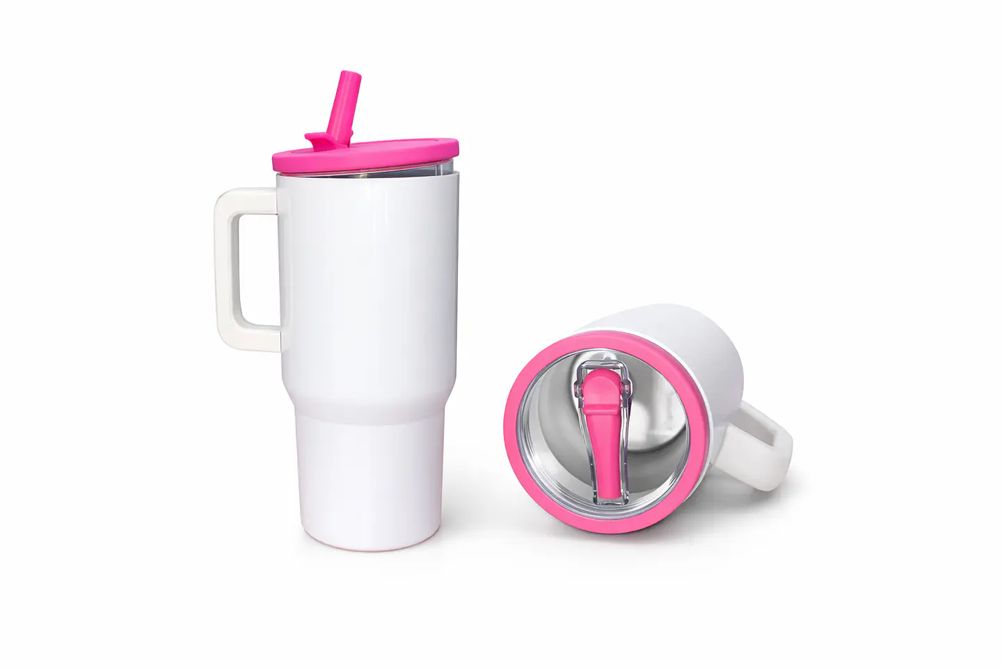 Mug Tumbler Metálico Para Sublimación 20oz con Tapa Fucsia 3