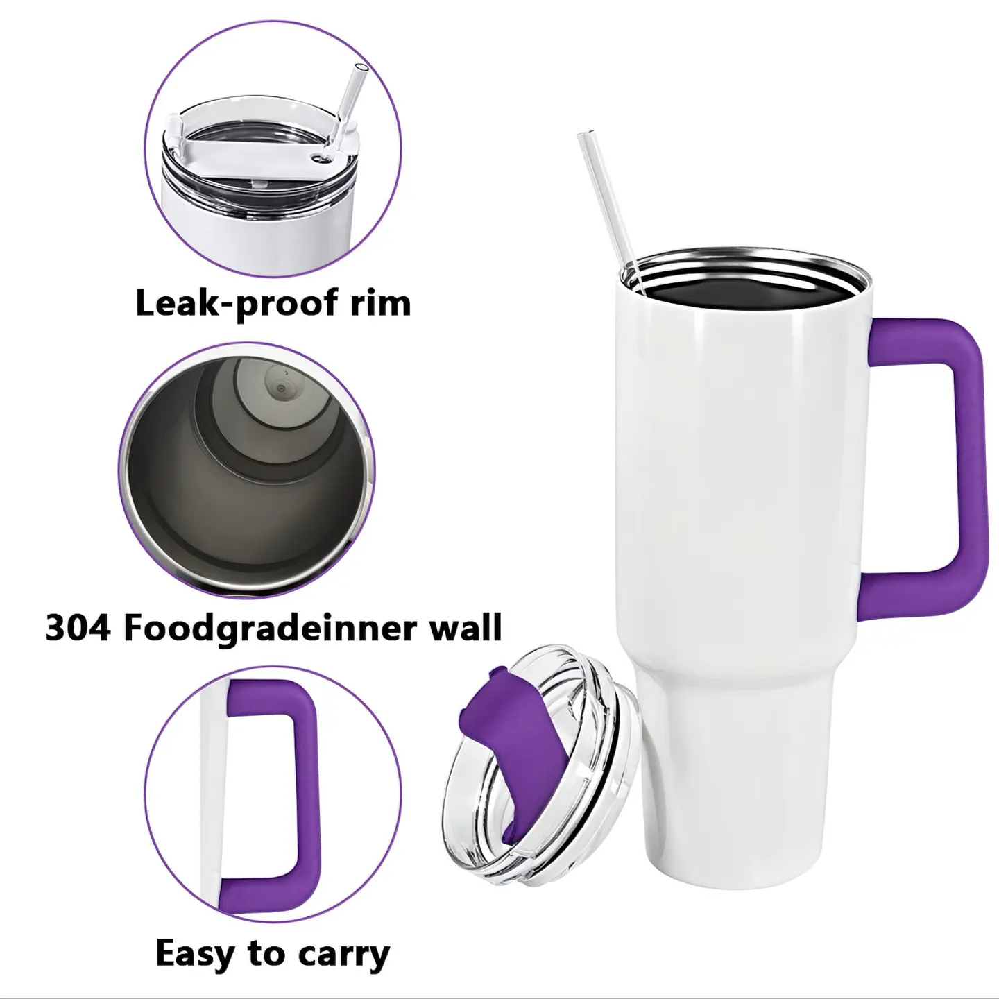 Tazón Térmico Tumbler 40oz Inoxidable Frio Y Calor Asa Negra 3
