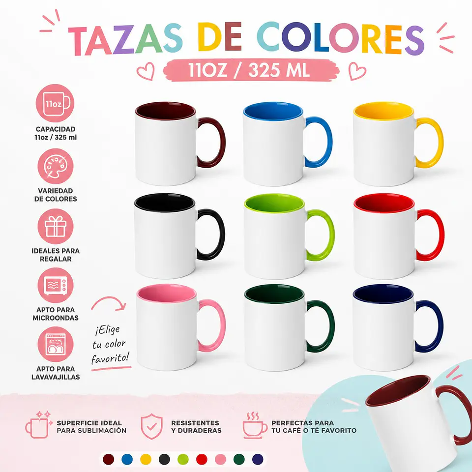 Taza de Cerámica Borde e Interior Rosado Claro 11oz 3