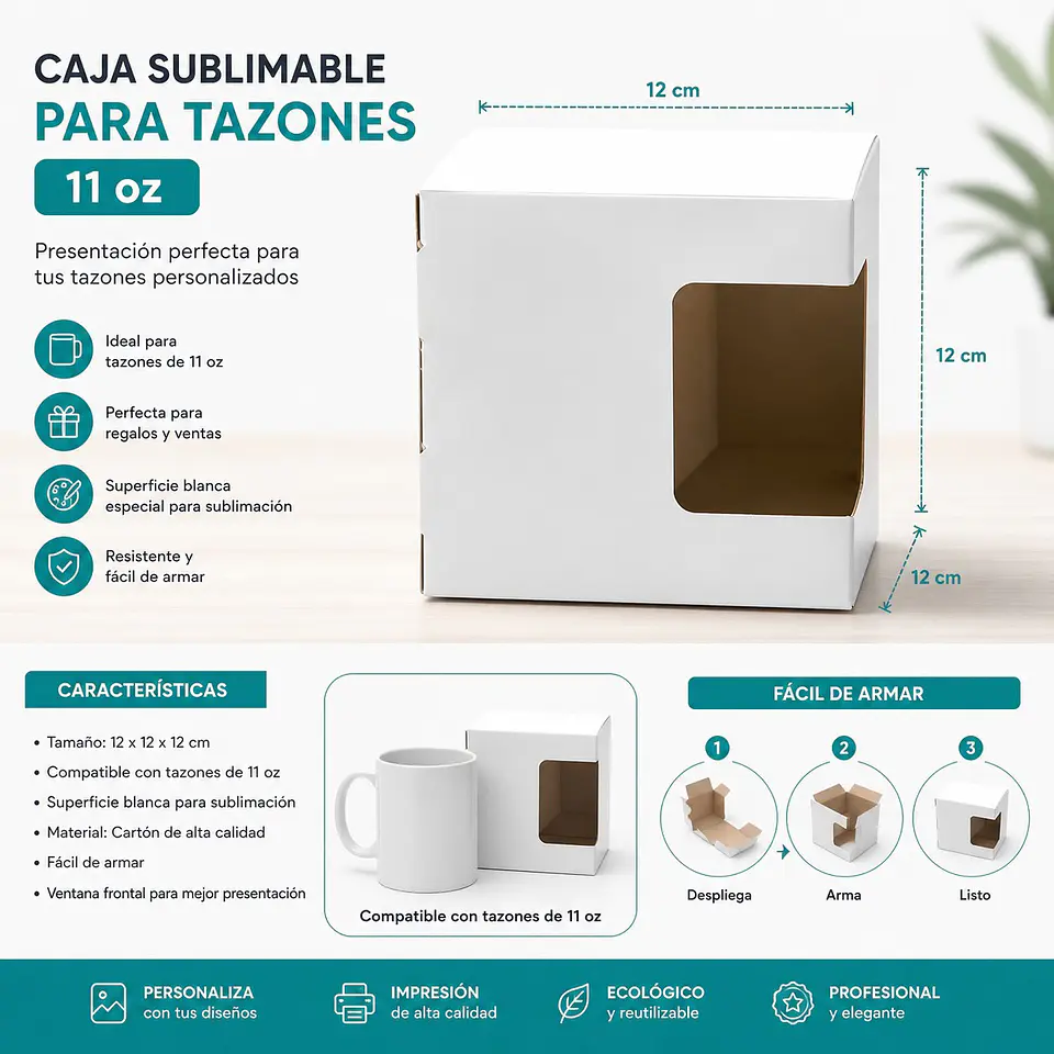 Cajas Sublimables Para Tazas de 11oz 12x12 cm 3