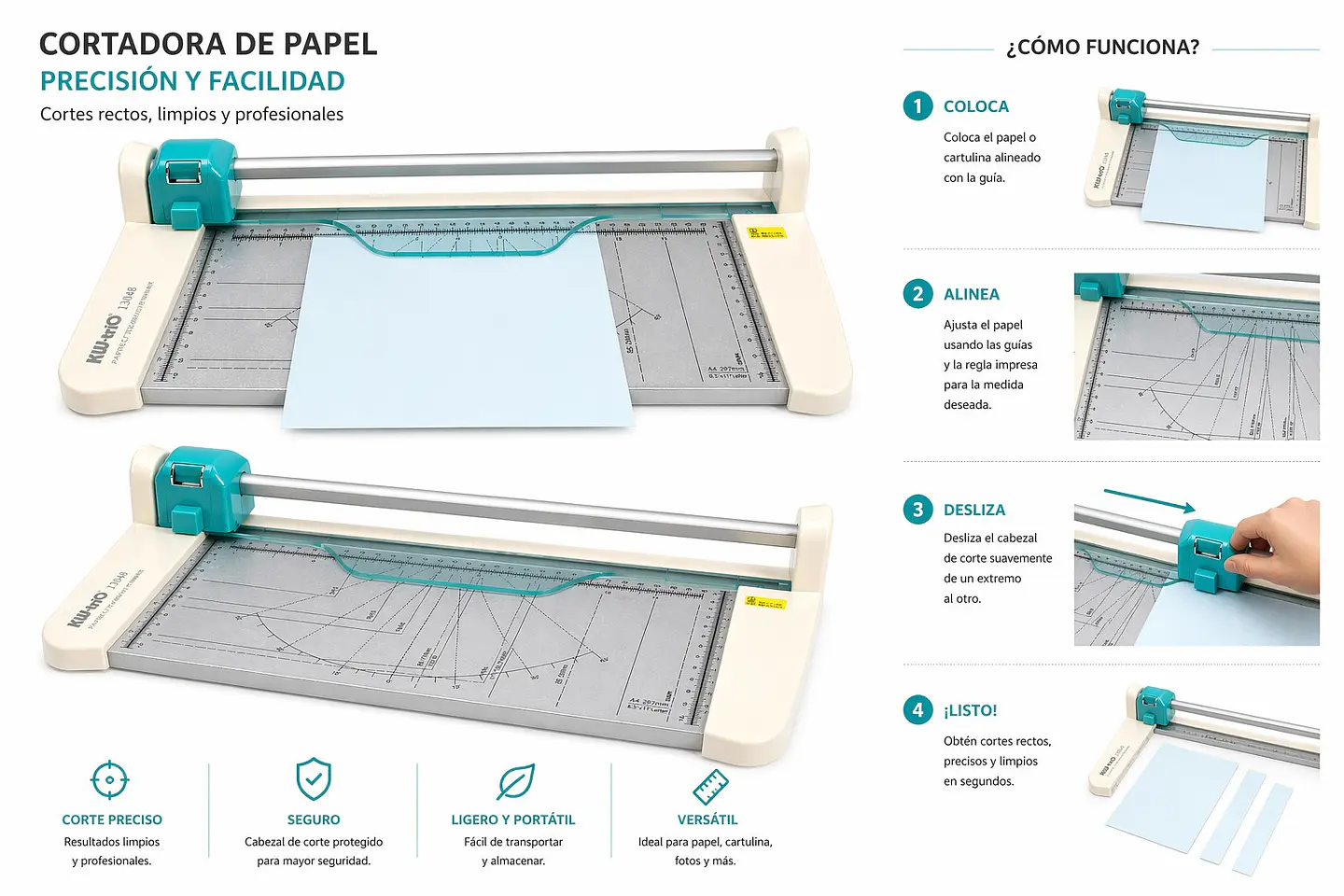 Cortador de Papel KWTRIO de 300mm de Ancho Multiusos 3