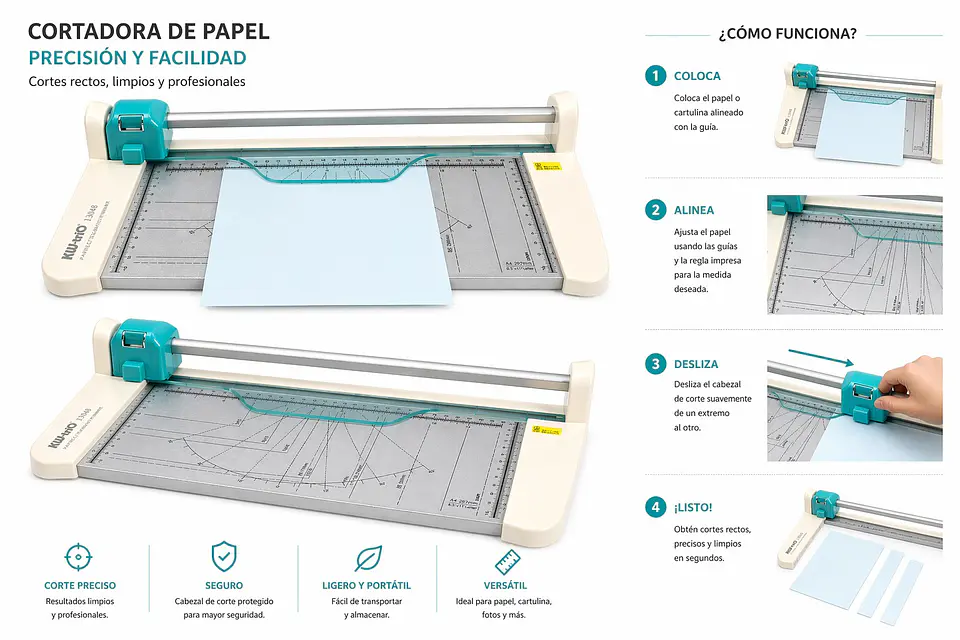 Cortador de Papel KWTRIO de 300mm de Ancho Multiusos 3