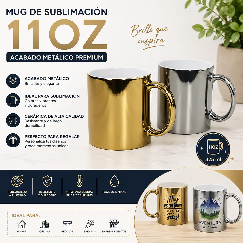 Taza de Cerámica Plateada 11oz 12 Unidades 4