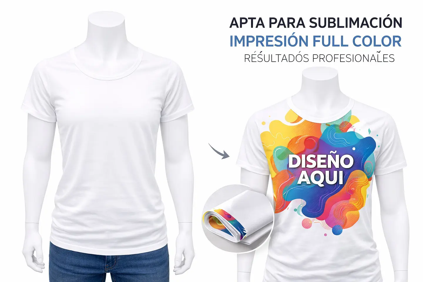 Poleras de Color Blanco de Sublimacion Para Damas 3XL 3