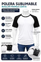 Polera Color Blanco Manga Negra para Sublimación L, M y XL - Miniatura 3