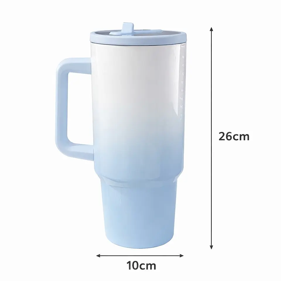 Termo Mug Sublimable de 40 oz con Asa y Bombilla Azul 4