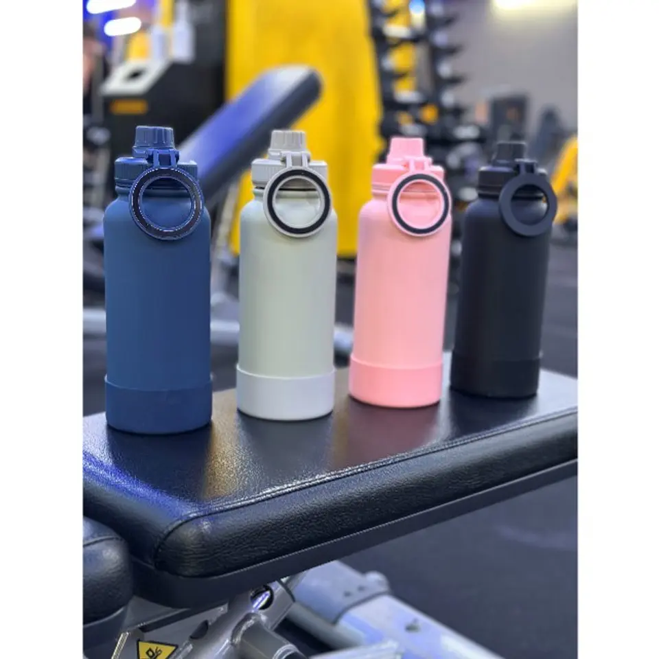 Botella de Agua de Acero Inoxidable de 650 ml Azul con Soporte Magnético para Teléfono 9