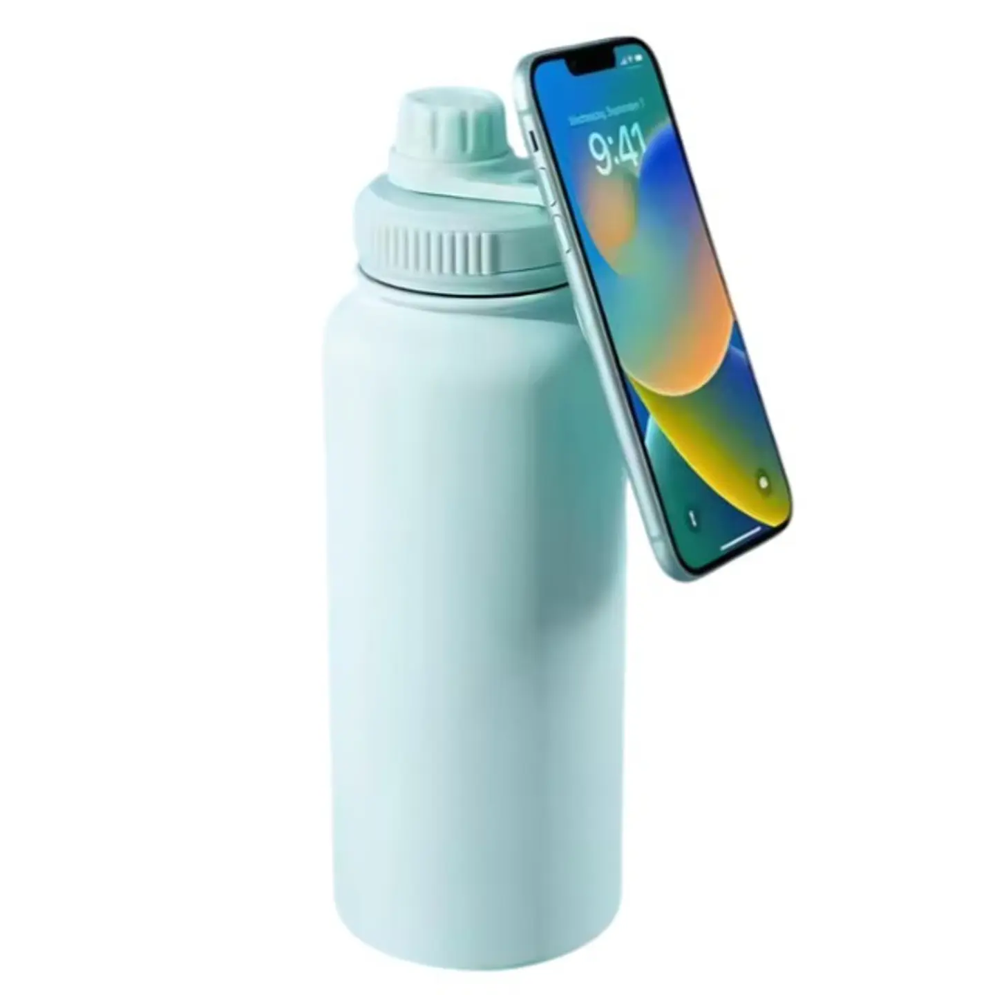 Botella Verde de Agua de Acero Inoxidable de 650 ml con Soporte Magnético para Teléfono 5