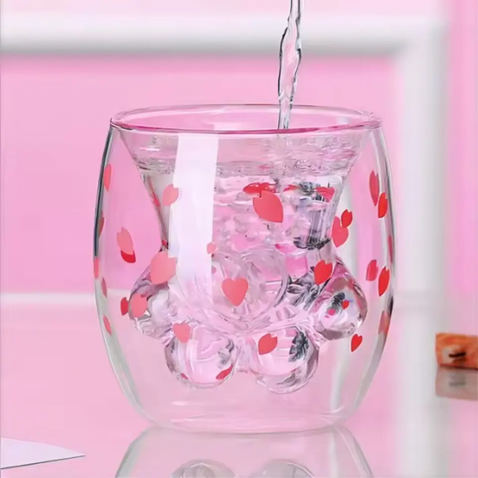 Vaso Transparente con Forma Pata de Gato Doble Pared T-00040-1 3