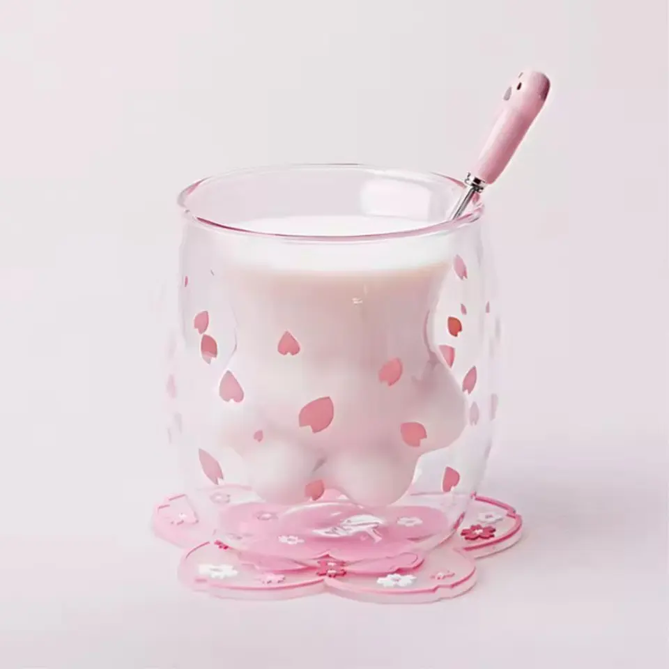 Vaso Transparente con Forma Pata de Gato Doble Pared T-00040-1 4