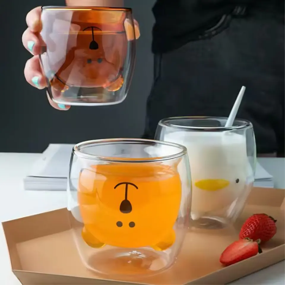 Taza De Cristal Doble Pared Con Estampado 300ml T-00053 3