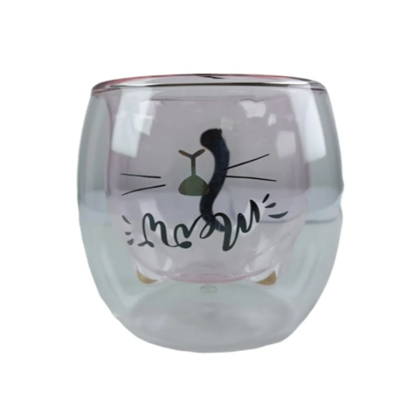 Vaso de Vidrio 300ml con Forma de Gato Doble Pared 3
