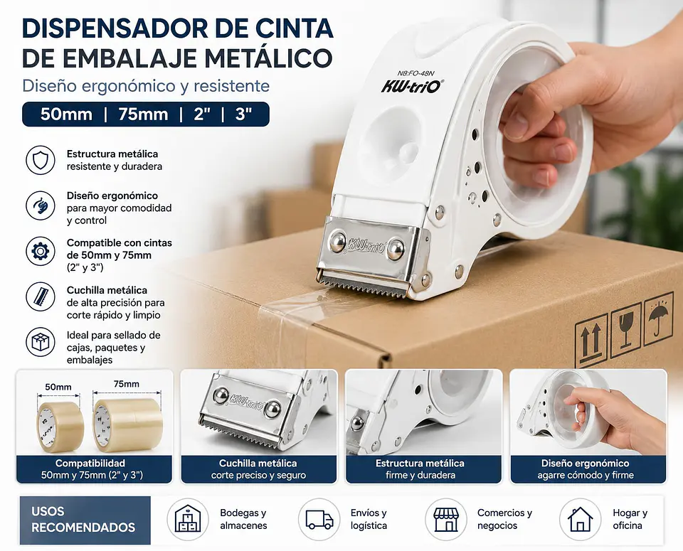 Dispensador de Cinta de Embalaje Blanco 4