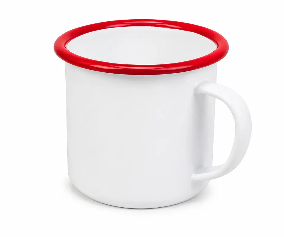 Tazones Enlozado Sublimable Borde Rojo 12oz 2