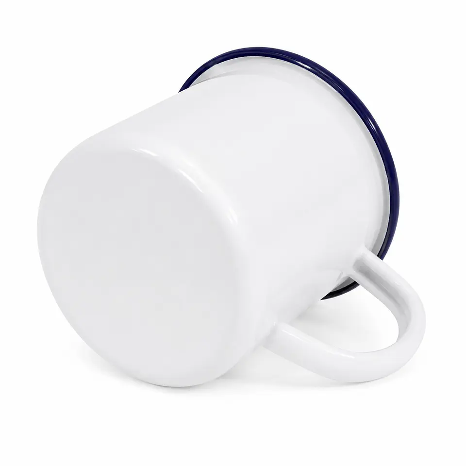 Tazones Enlozado Sublimable Borde Azul 12oz 2