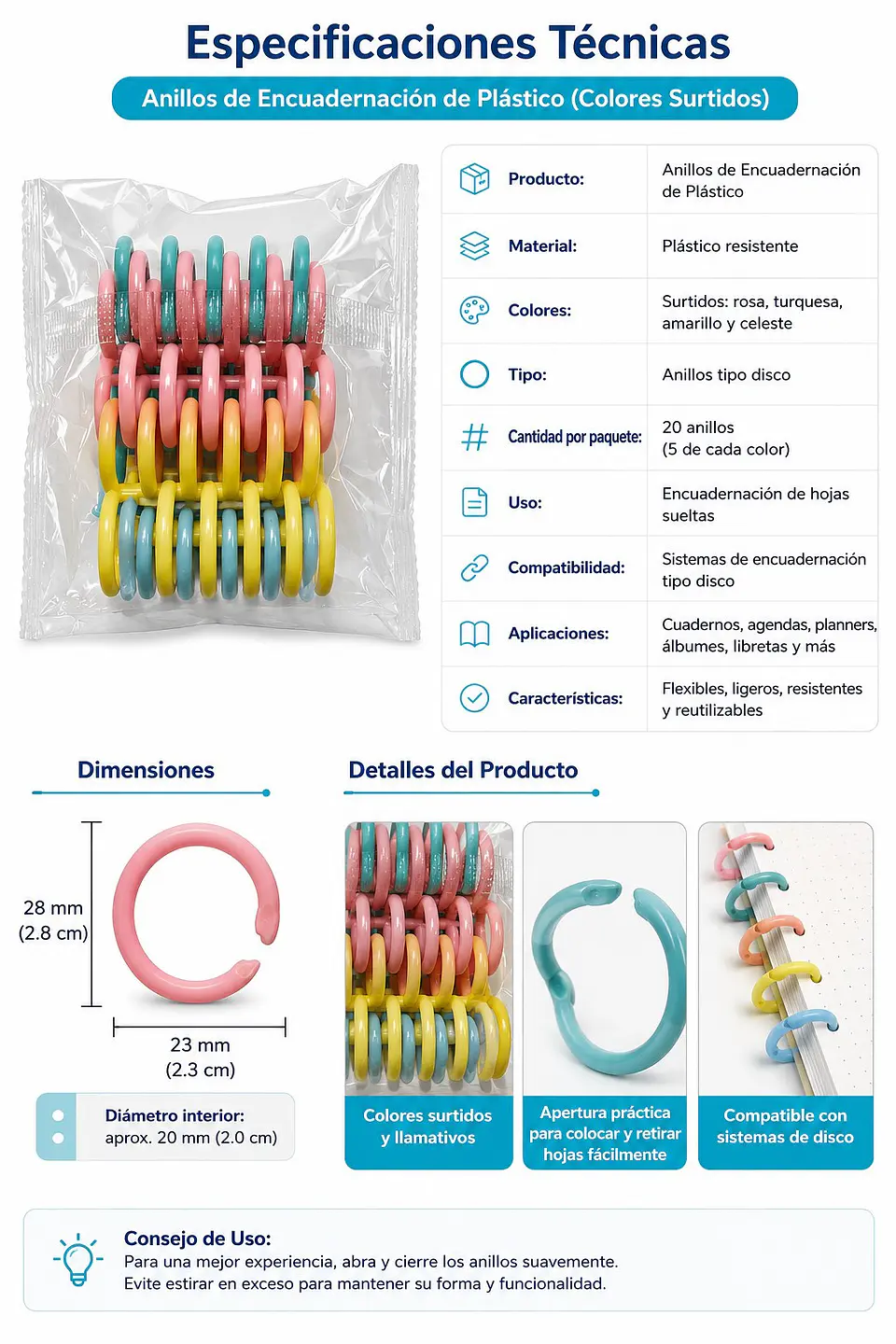 Anillas de Encuadernación de Hojas Sueltas de 5 Orificios 3