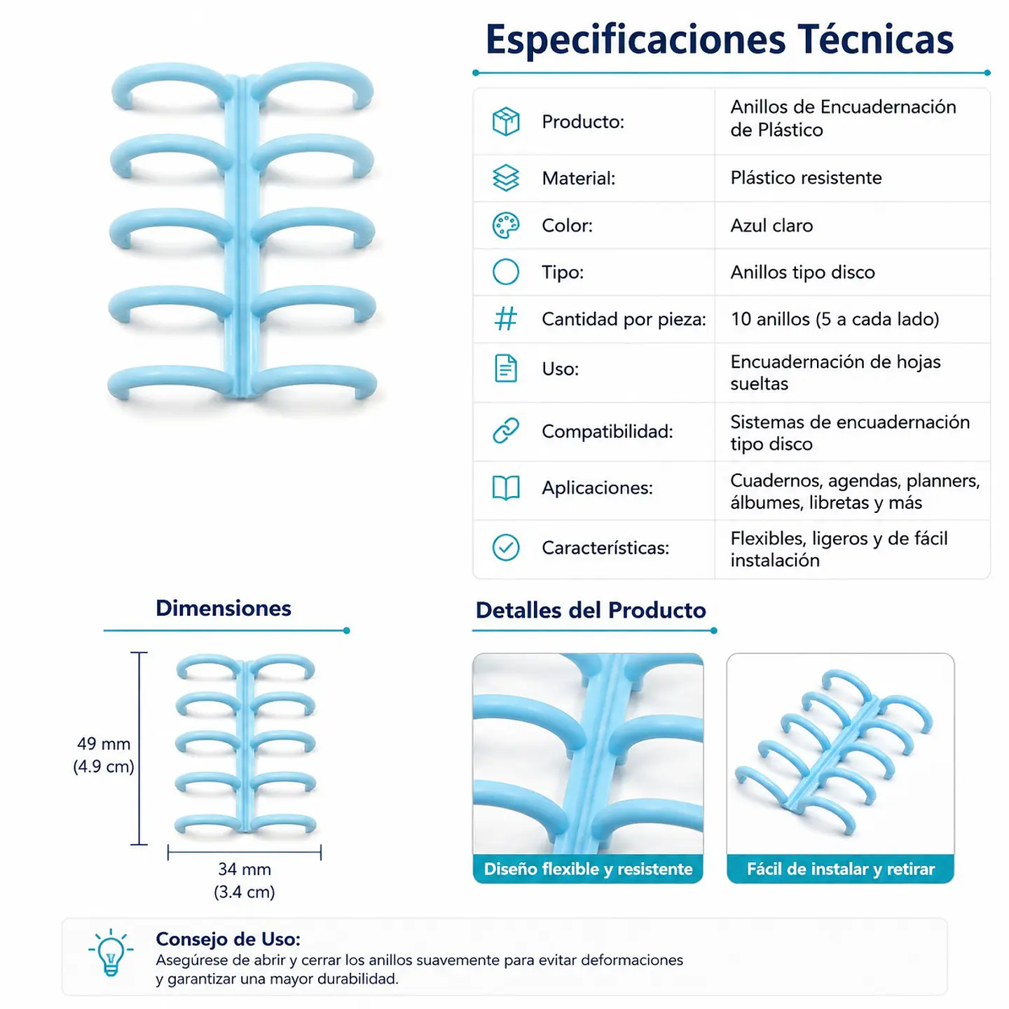 Anillas de Encuadernación de Hojas Sueltas de 5 Orificios 4