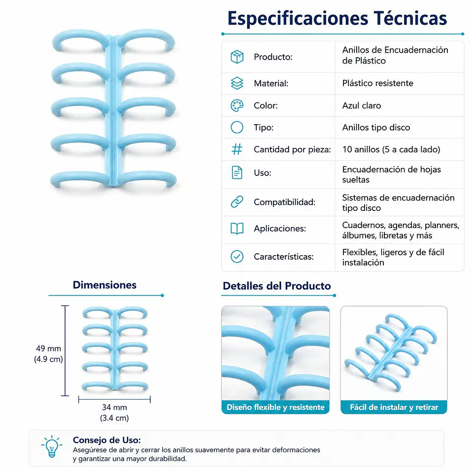 Anillas de Encuadernación de Hojas Sueltas de 5 Orificios 4