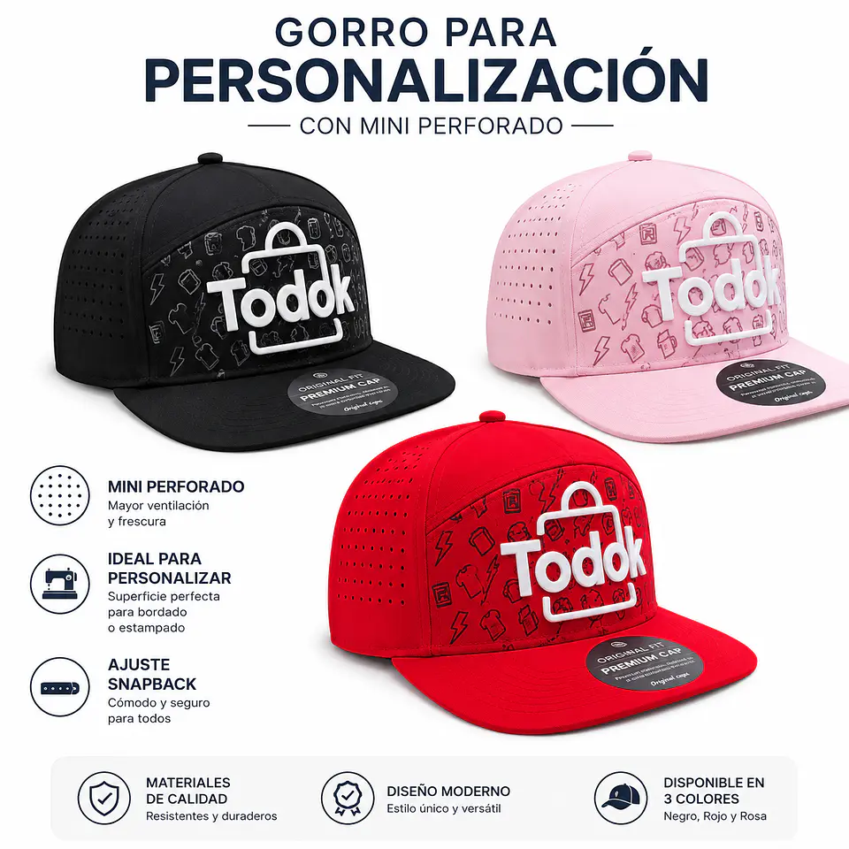 Gorro para Personalización con Mini Perforado Color Roja 4