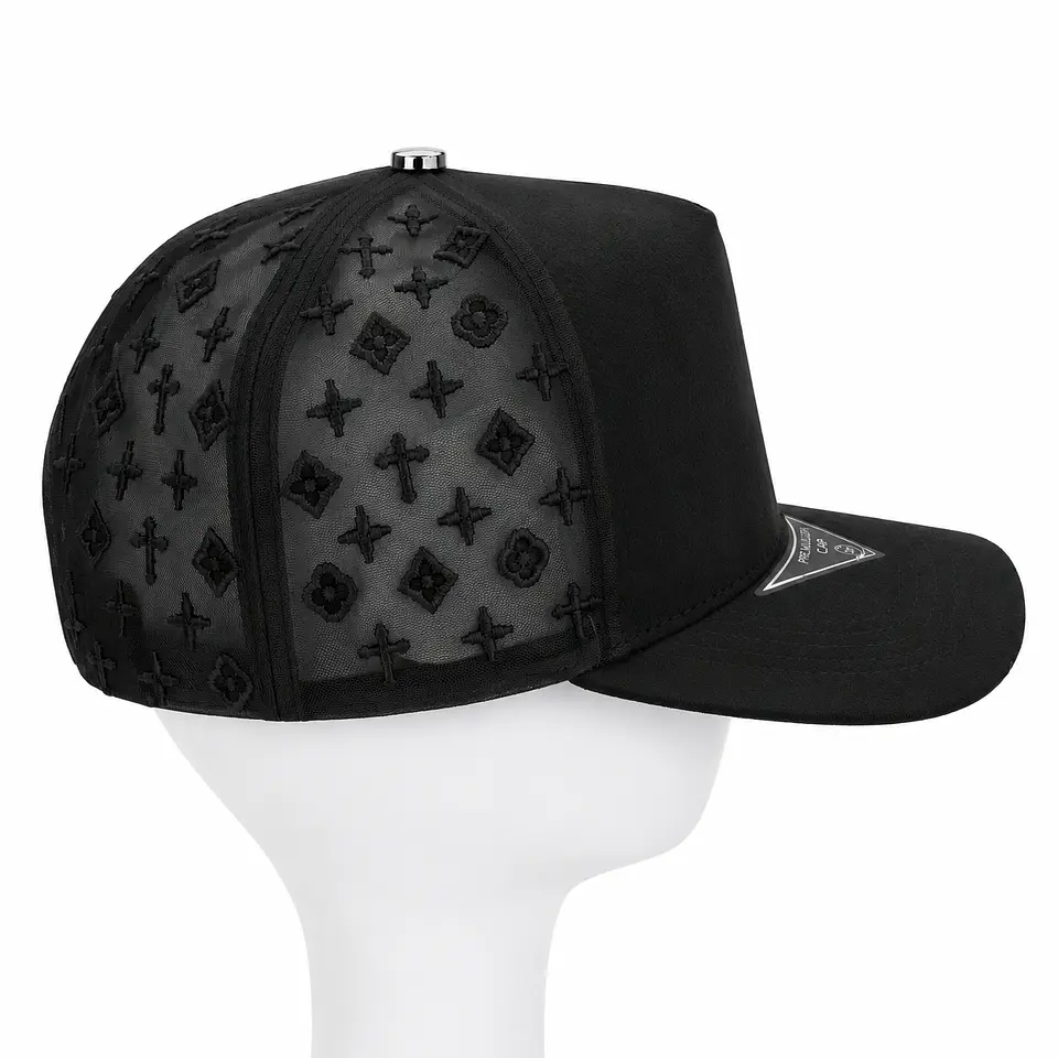 Gorro para Personalización Ajustable Gamuza Maya Decorada Negra 2