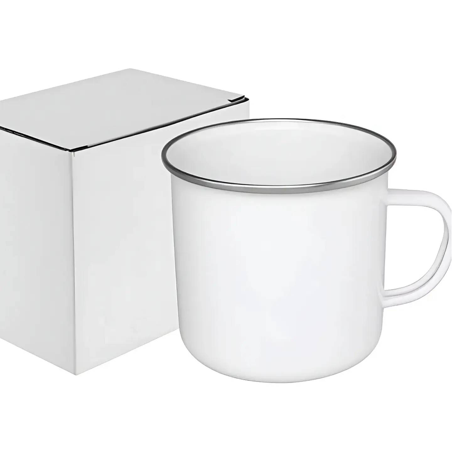 Tazónes Enlozado Sublimable Borde Plata 12oz 2
