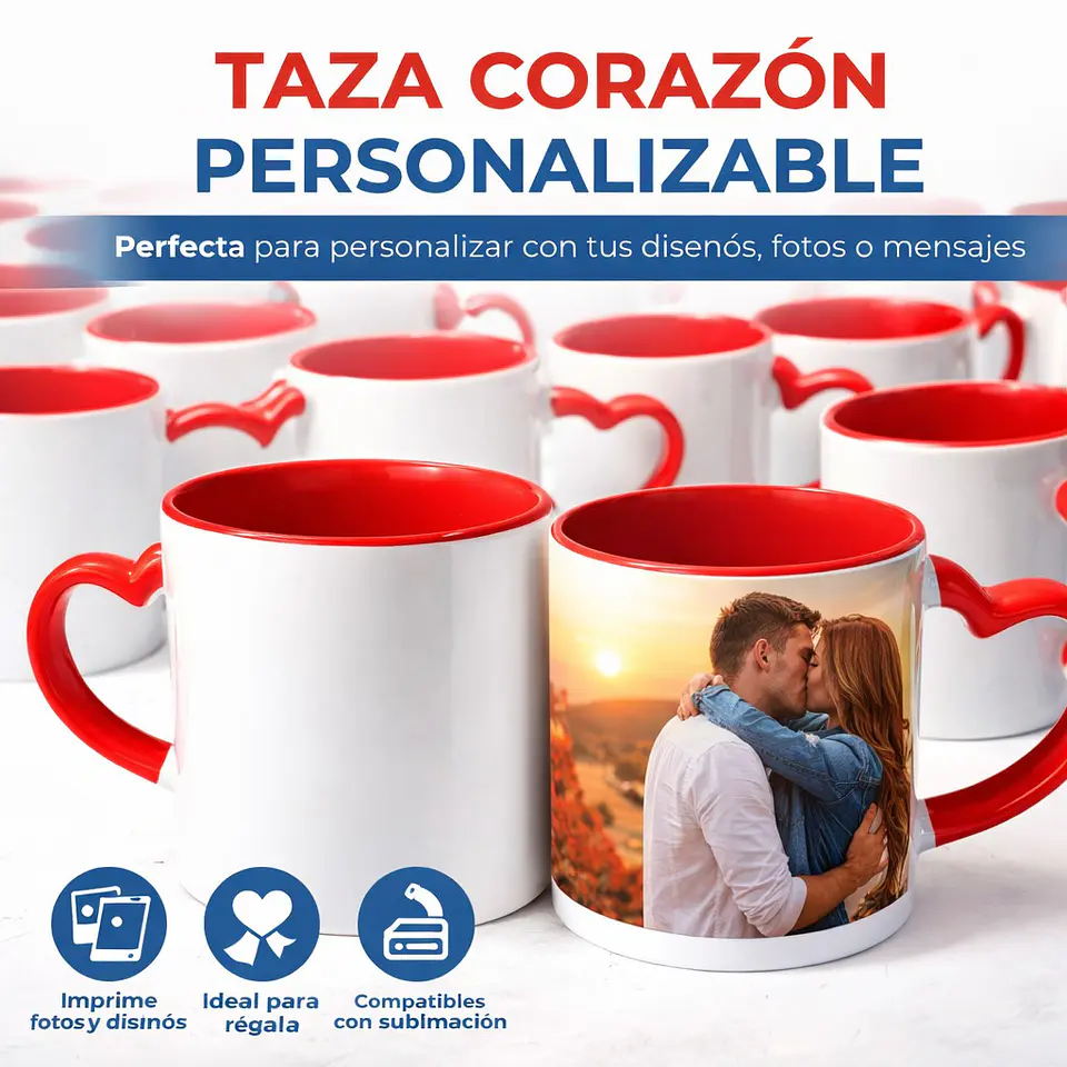 Taza de Cerámica Asa de Corazón Borde Negra 11 oz – Pack 12 Unidades 3