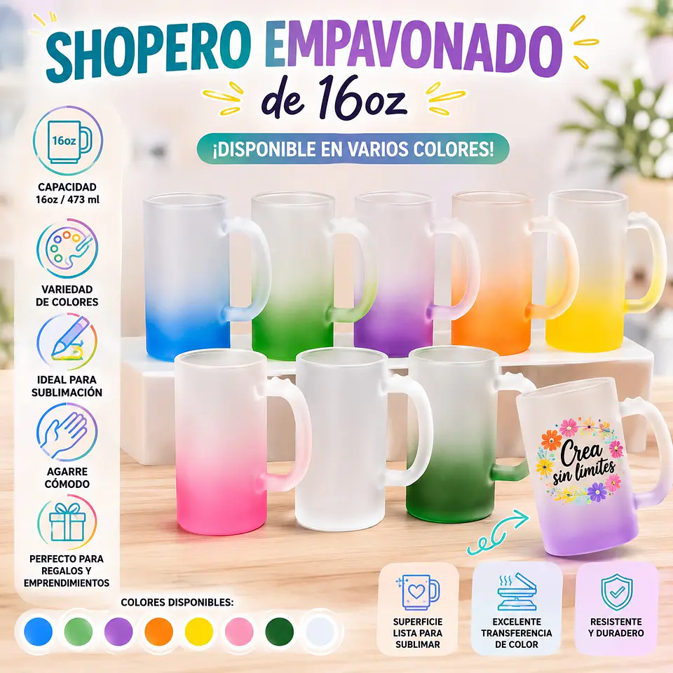 Pack 2 Shopero para Sublimación Premium Empavonado Fluorescente 3