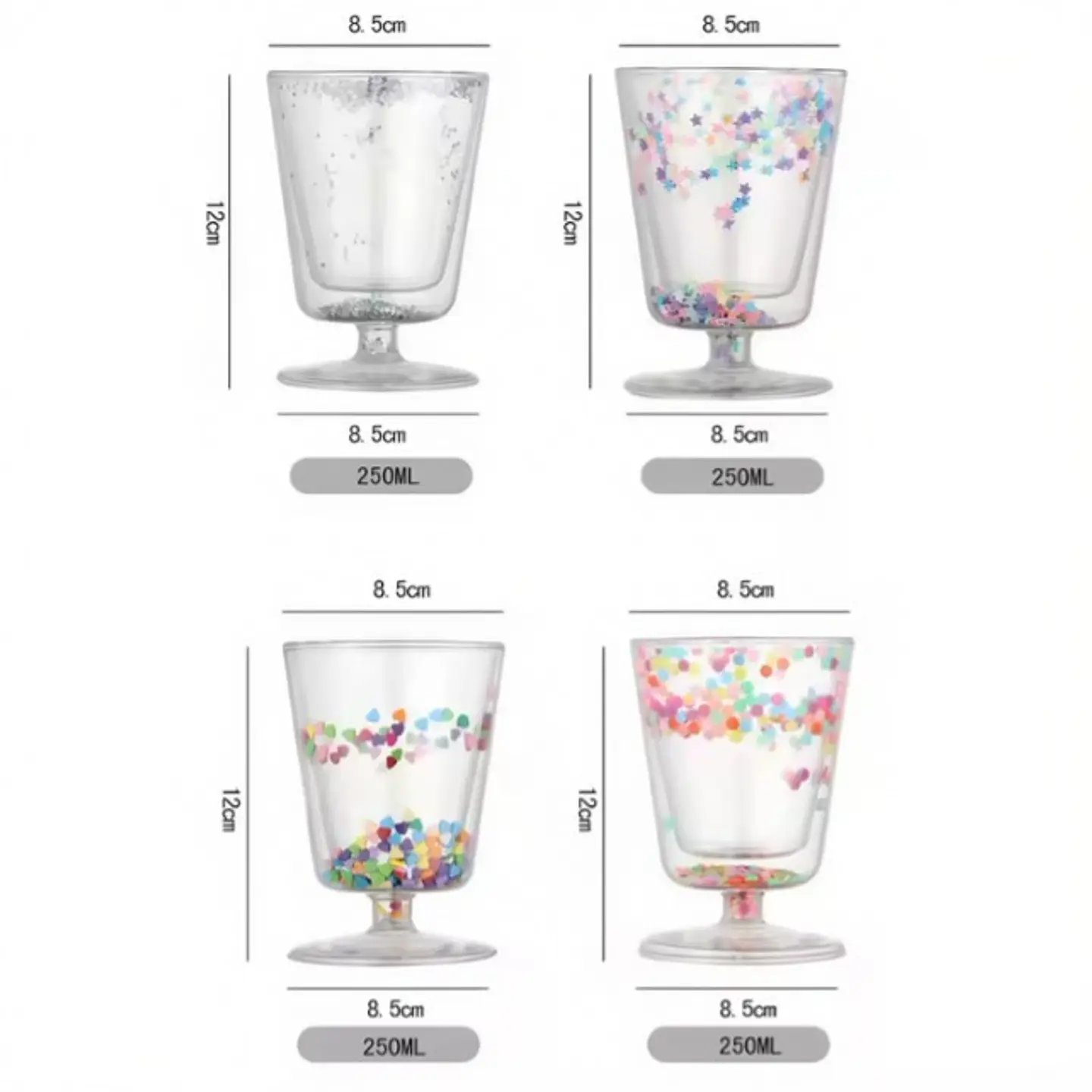 Copa de Vidrio Doble Pared con Estrellas 200 ml 5