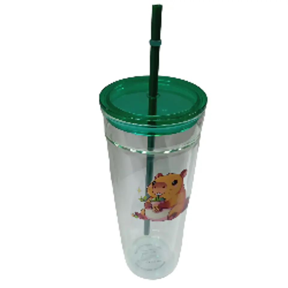 Vasos de Cristal con Tapa Ajustada con Bombilla T-00039 5