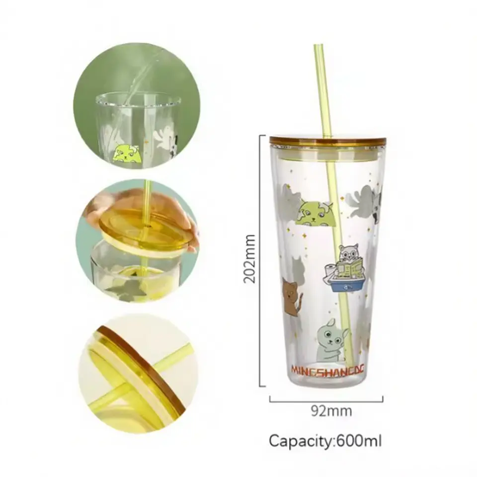 Vasos de Cristal con Tapa Ajustada 3
