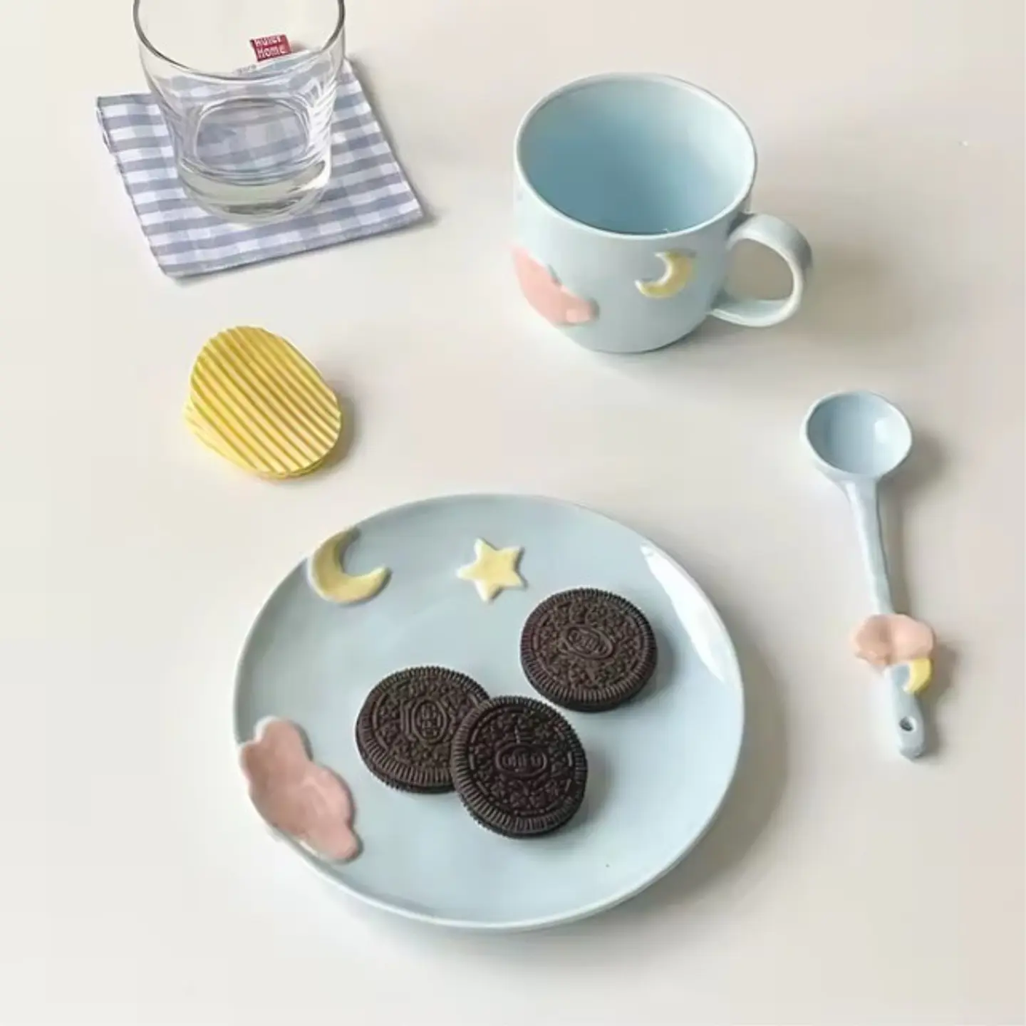 Taza de Cerámica con Diseño de Nubes Pintada a Mano T-00041 5