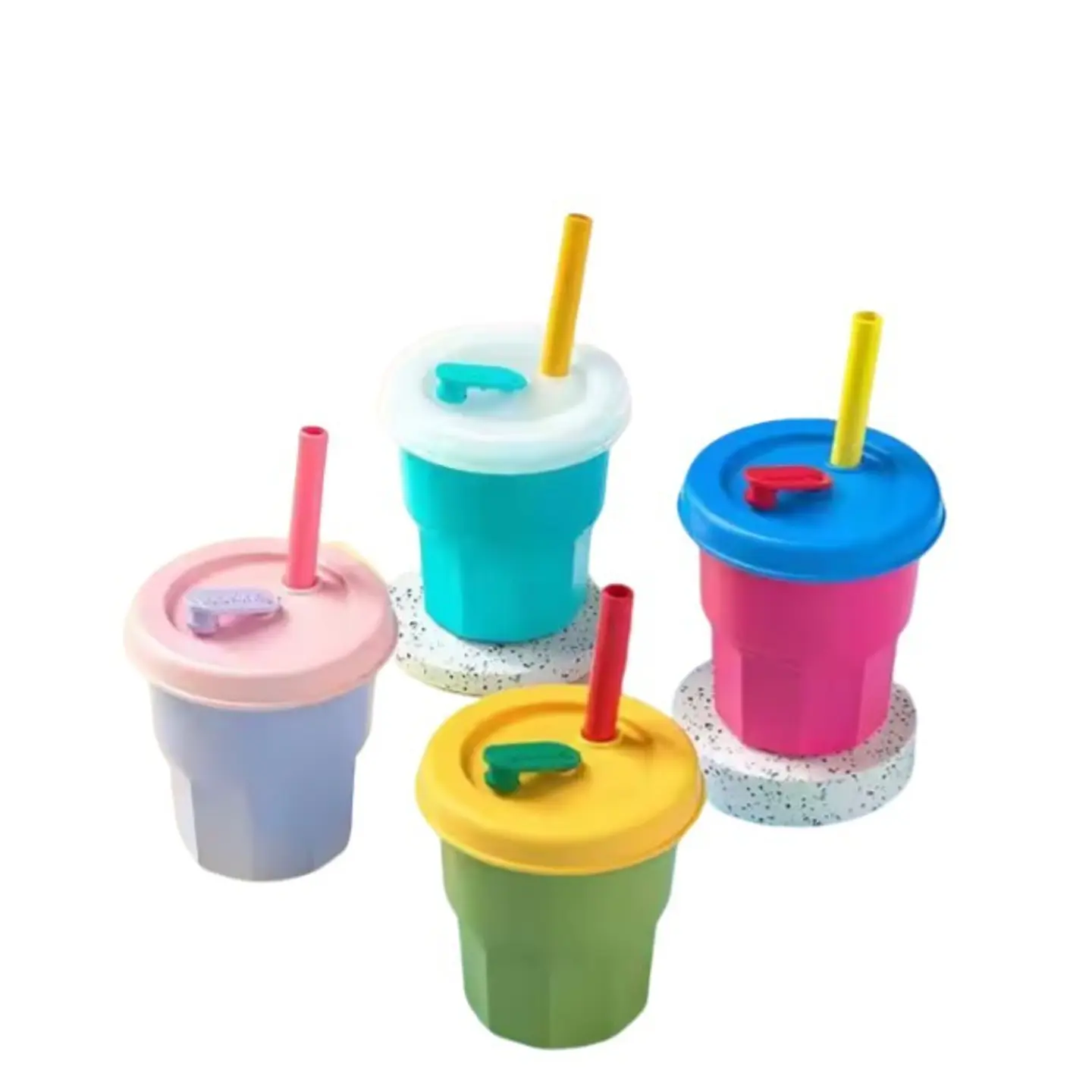 Vaso de Silicona para Bebe Verde Tapa Amarilla 400ml T-00043-8 5