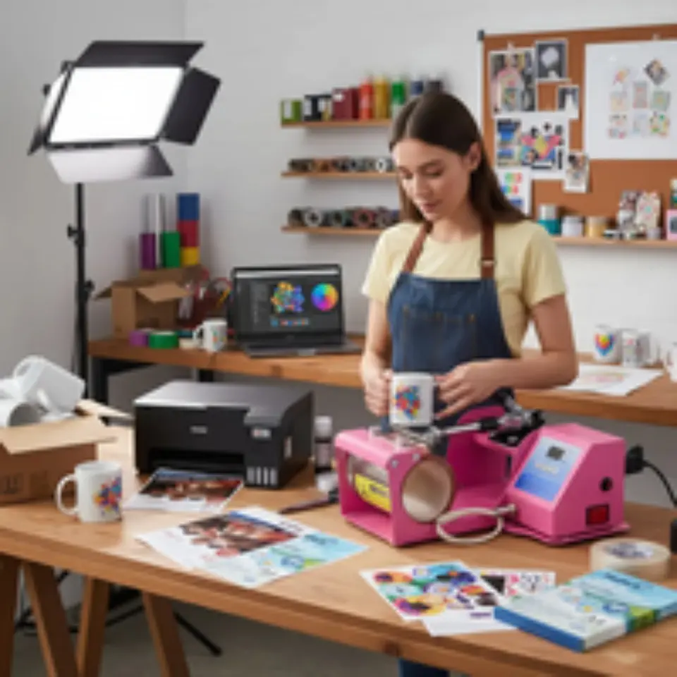 Kit de Estampadora 11oz + Impresora Epson L1250 + Caja de Tazas + Papel + Regalos 6