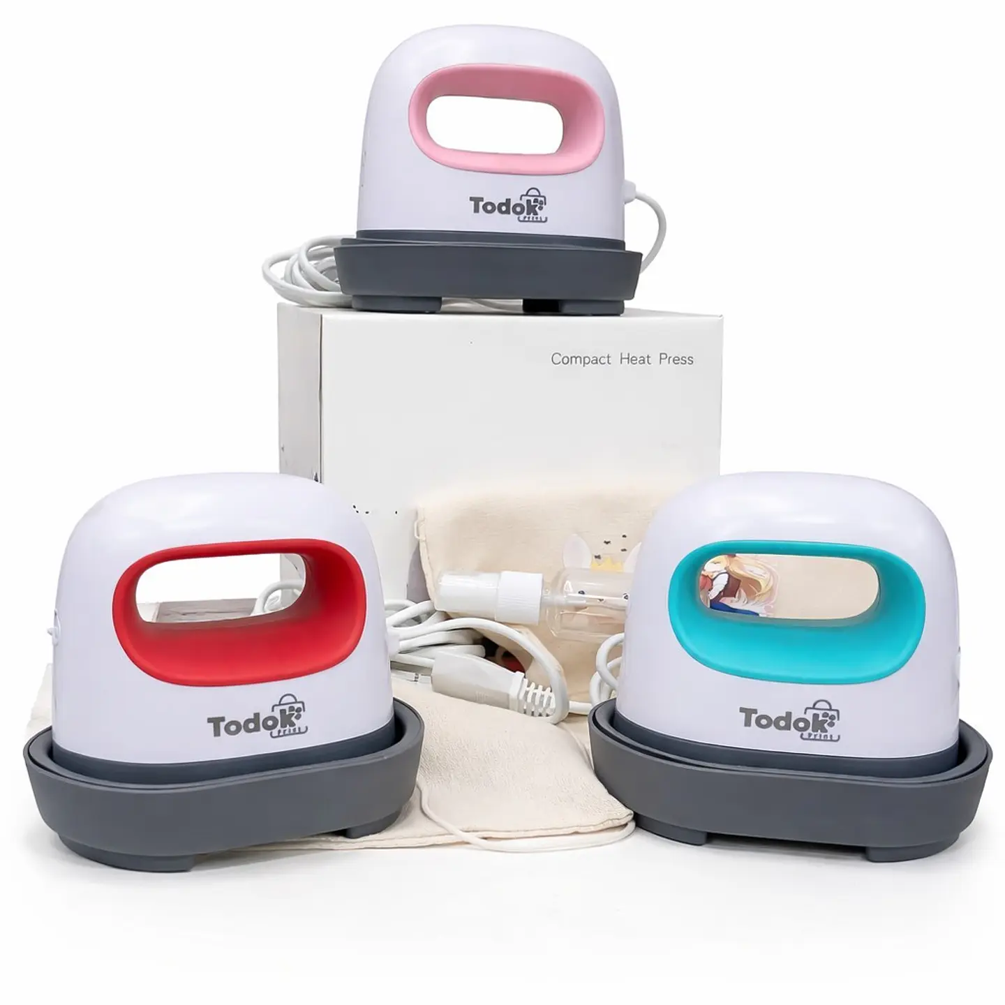 Plancha Estampadora Mini Portátil Transfer Sublimación Roja 7
