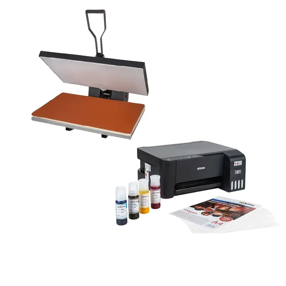 Combo Plancha Estampadora, Sublimadora, Transfer 40x60 + Kit Impresora Epson L3250 + Hojas + Tintas 3