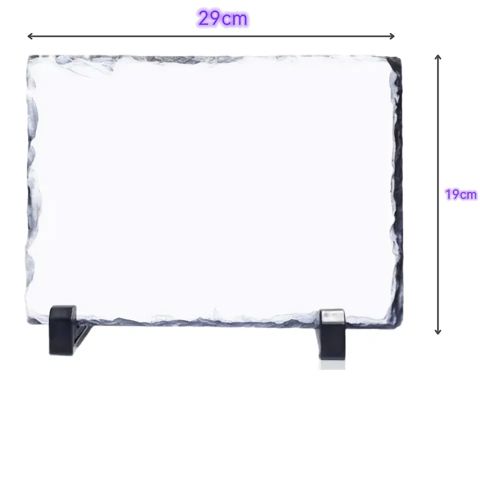 Roca Rectangular Sublimable Glossy  19x29cm con Cajita y Soportes 4